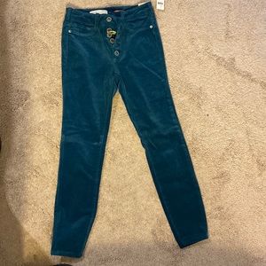 Pilcro high rise skinny corduroy jean. New with tag. Size 26 teal color